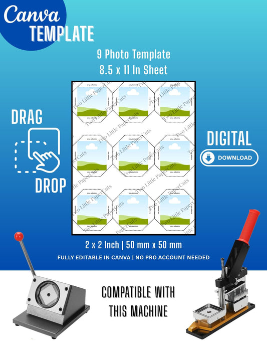 2x2 Magnet Template | Canva Template | Editable Photo Magnet Template